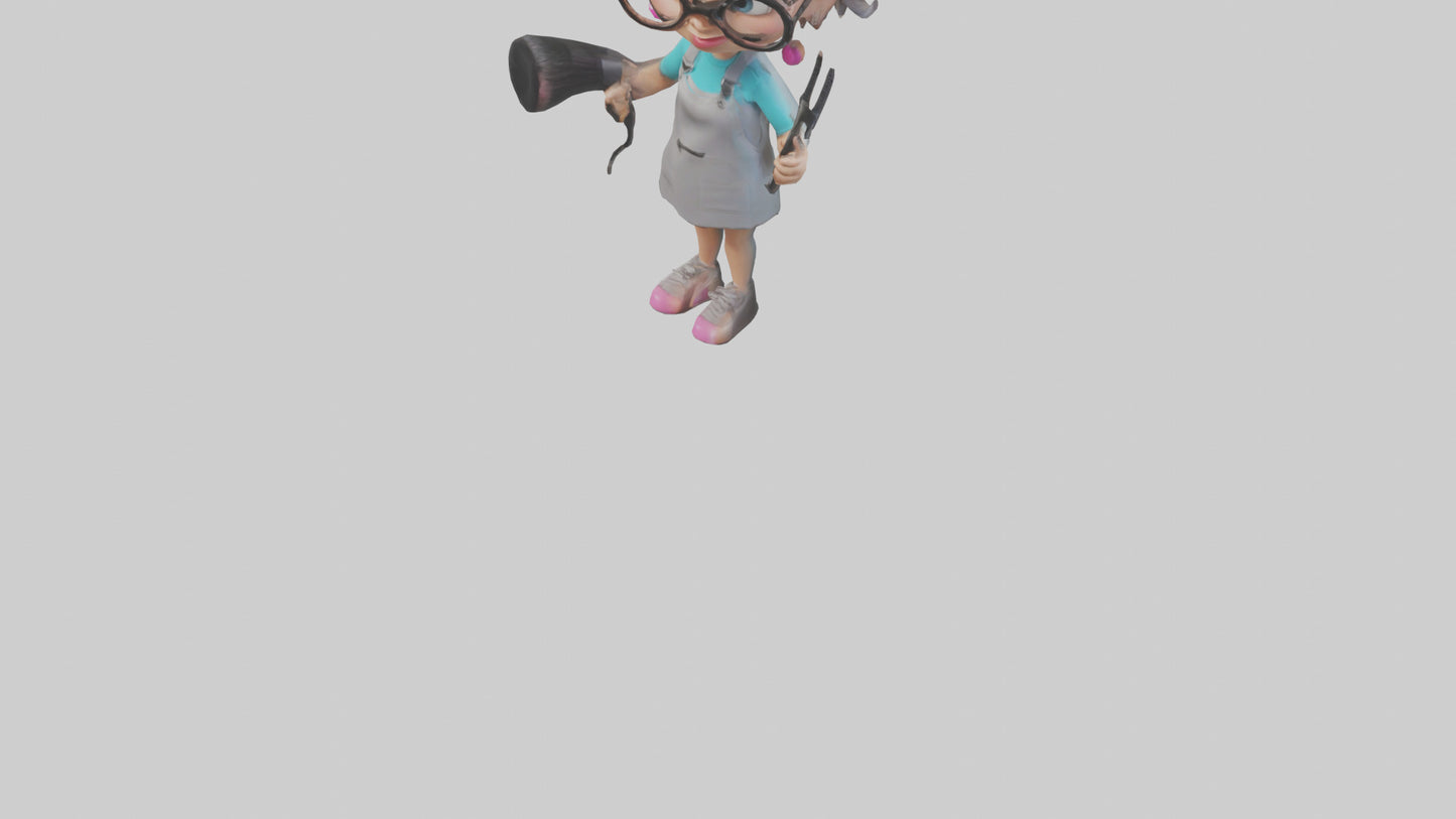 Cartoon Hairstylist Assistant model 3D model