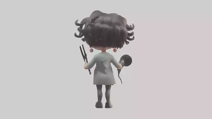 Cartoon Hairstylist Assistant model 3D model