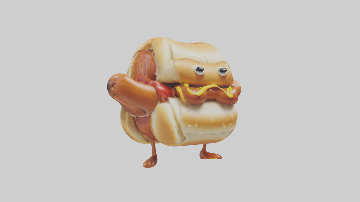 Cartoon Hot Dog model 3D model