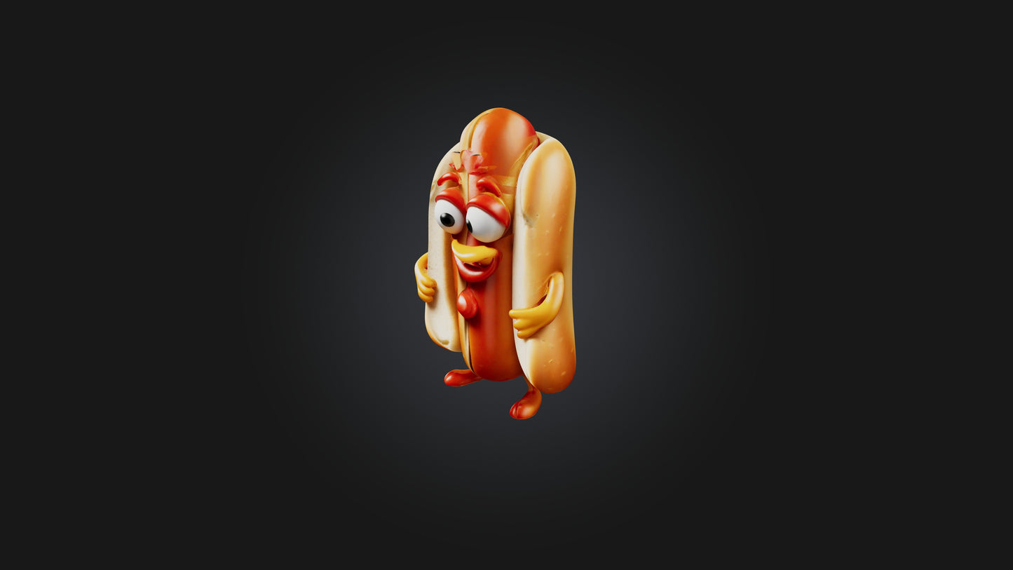 3D model Cartoon Hotdog VR / AR / low-poly
