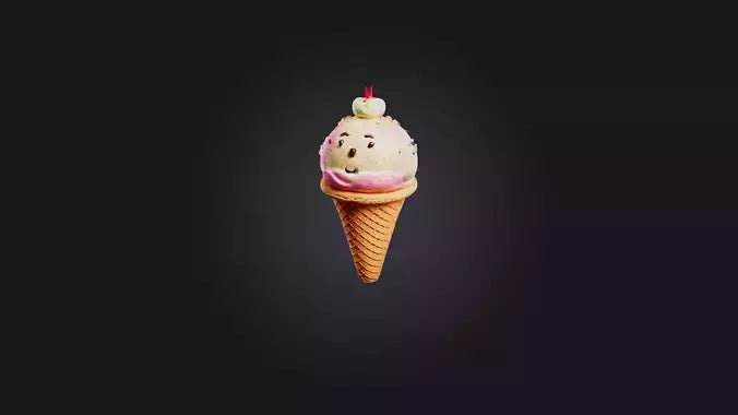 Cartoon Ice Cream Cone 3D model