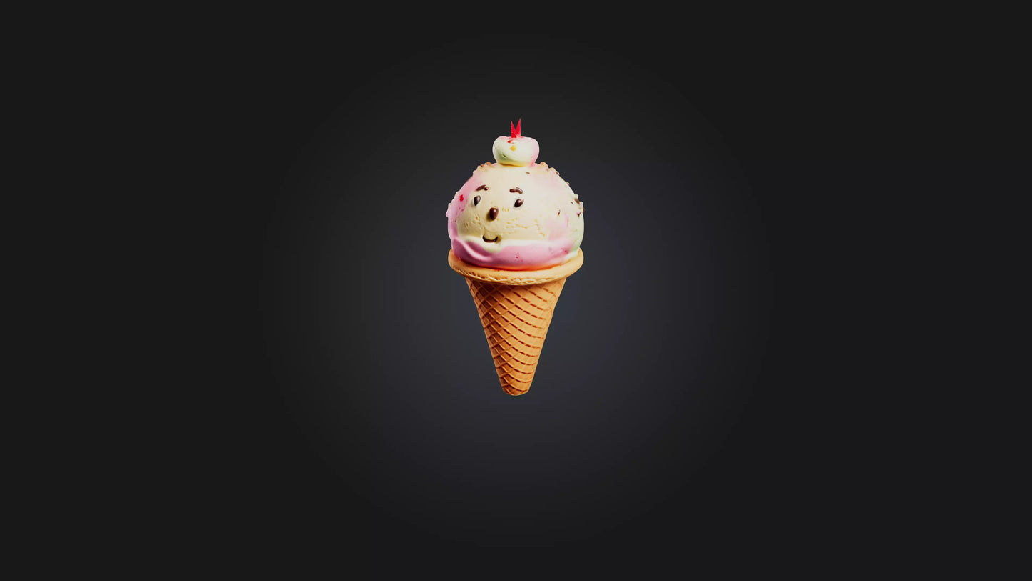 Cartoon Ice Cream Cone 3D model
