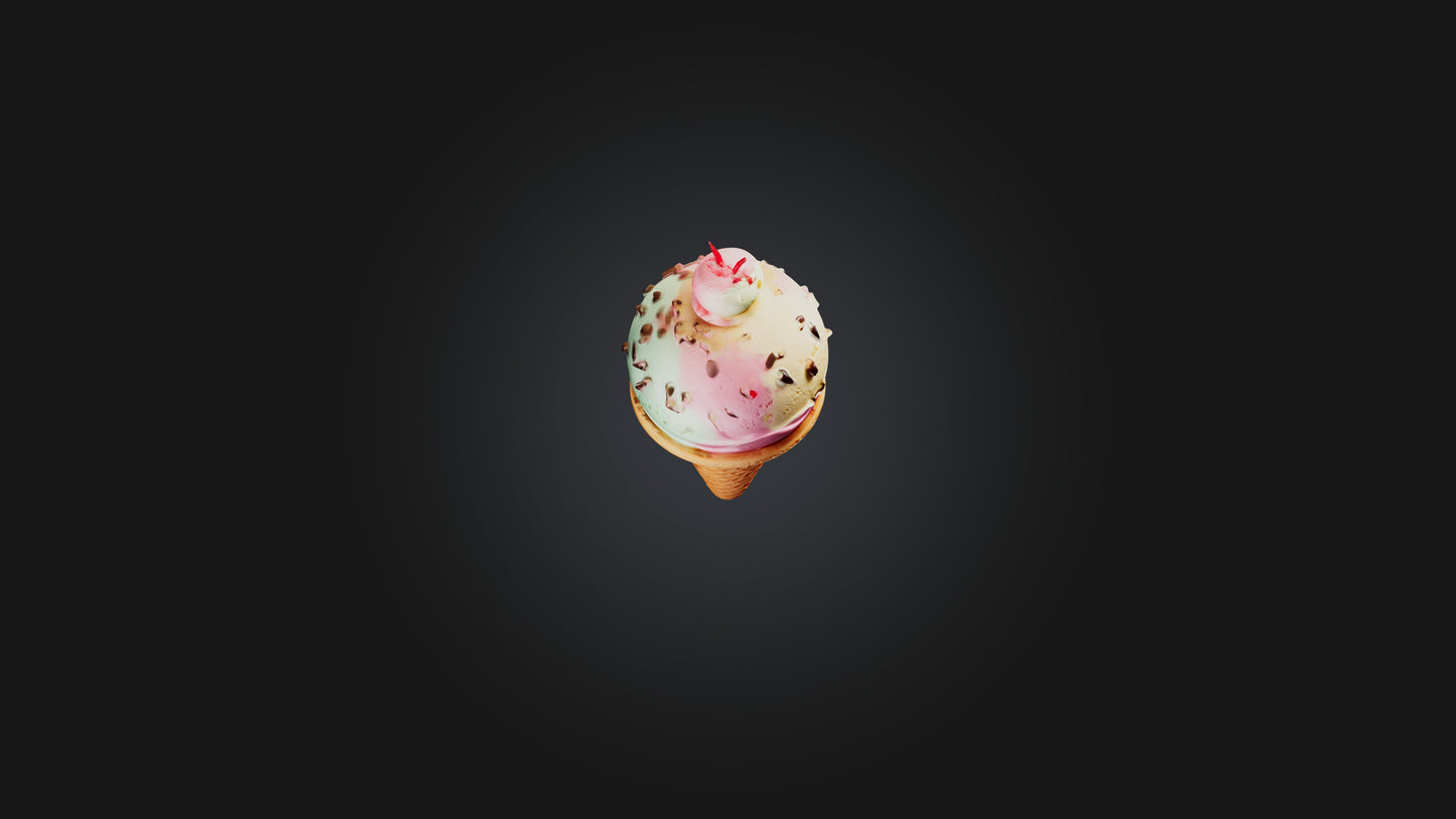 Cartoon Ice Cream Cone 3D model