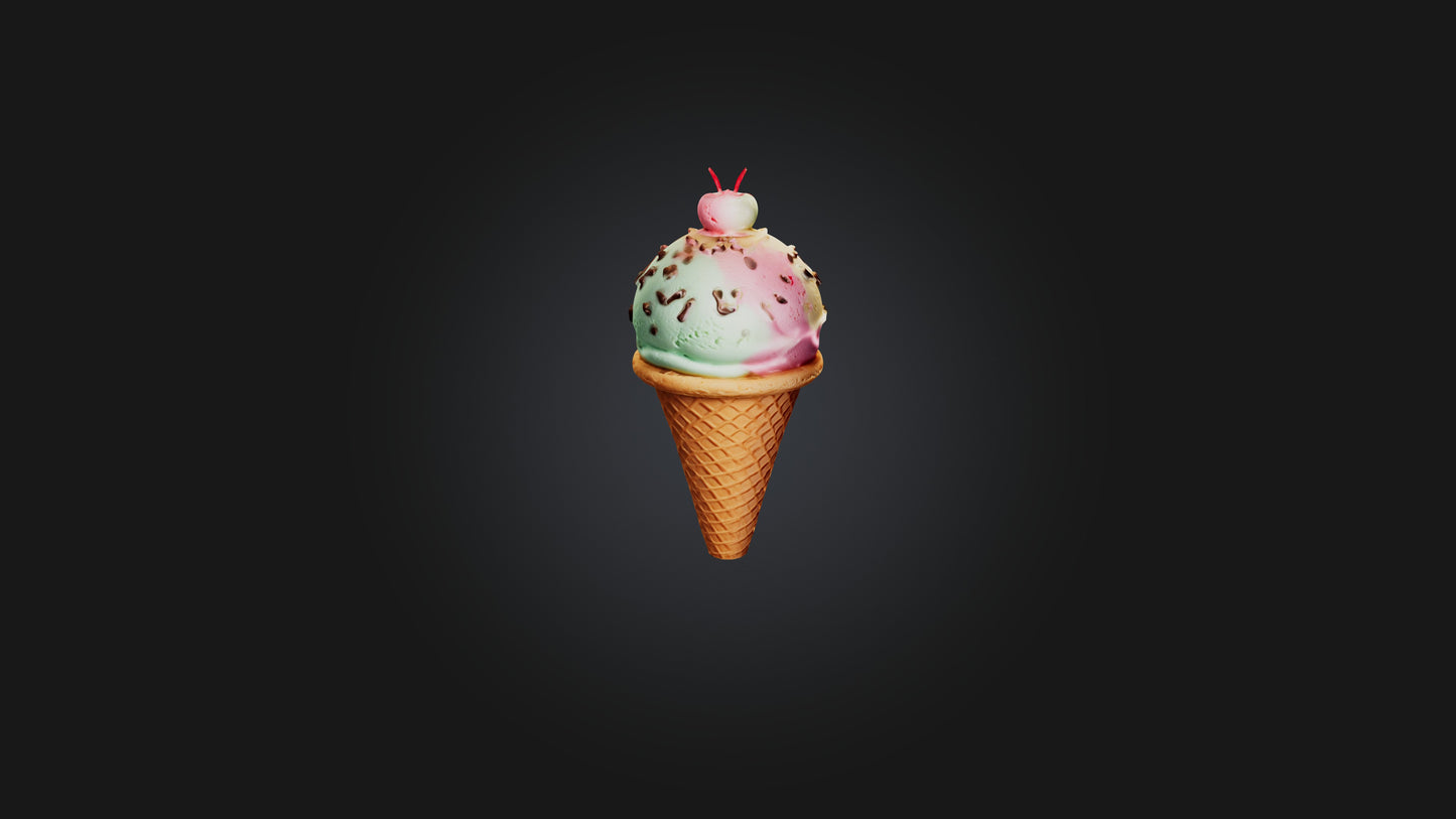 Cartoon Ice Cream Cone 3D model