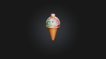 Cartoon Ice Cream Cone 3D model
