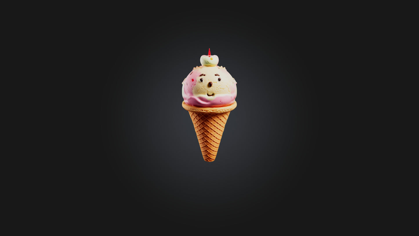 Cartoon Ice Cream Cone 3D model