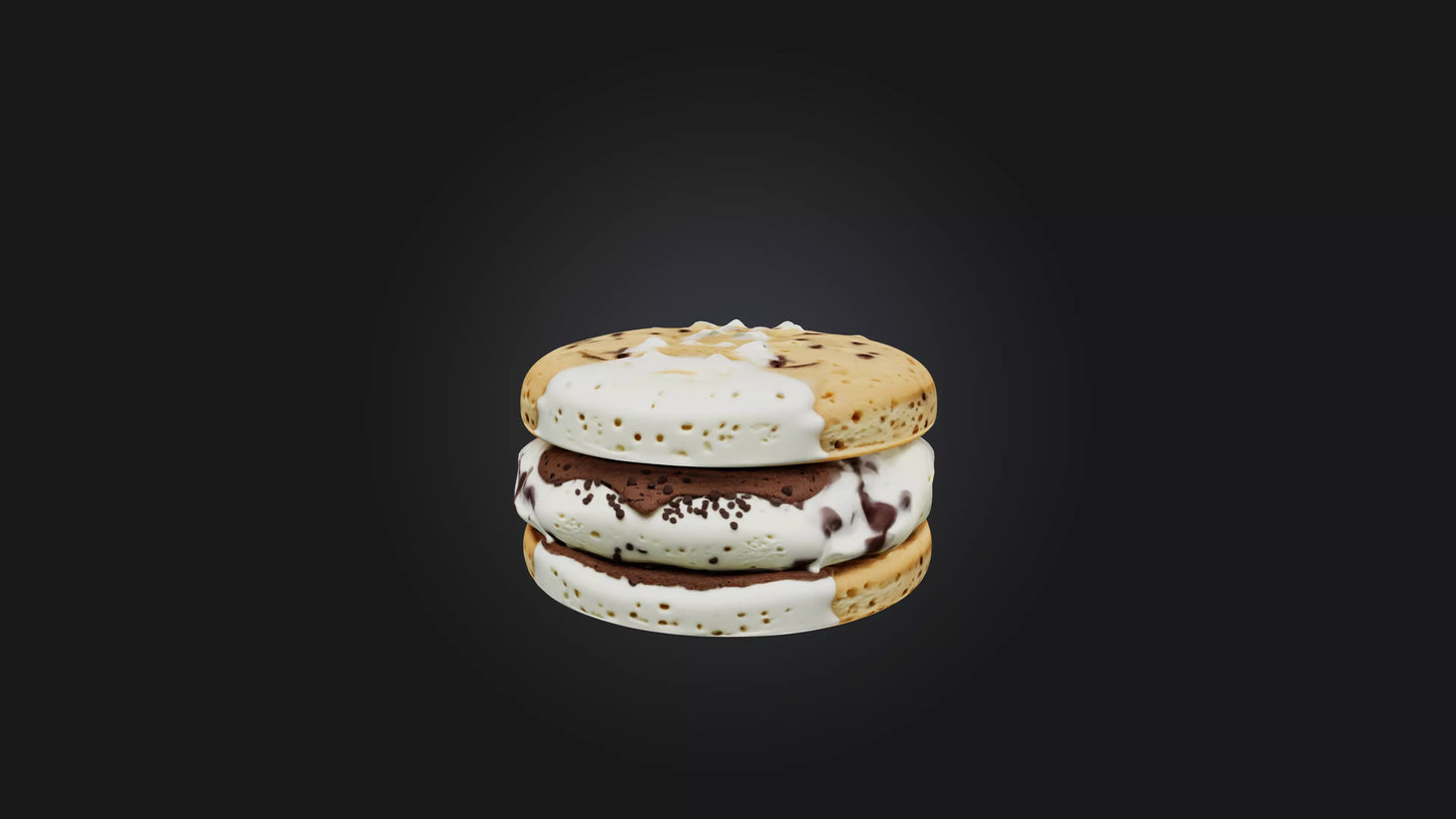 3D model Cartoon Ice Cream Sandwich VR / AR / low-poly