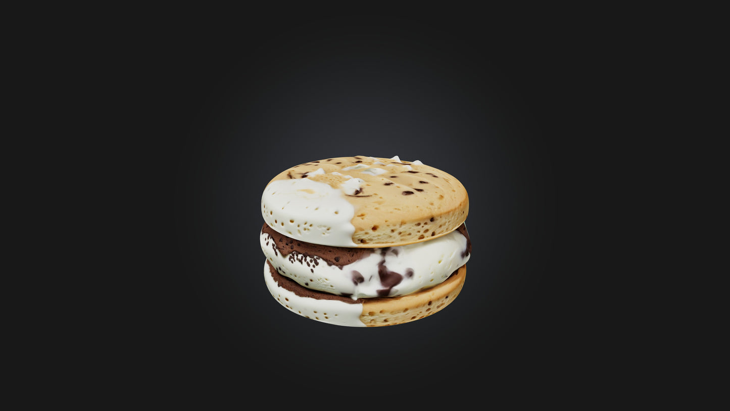 3D model Cartoon Ice Cream Sandwich VR / AR / low-poly