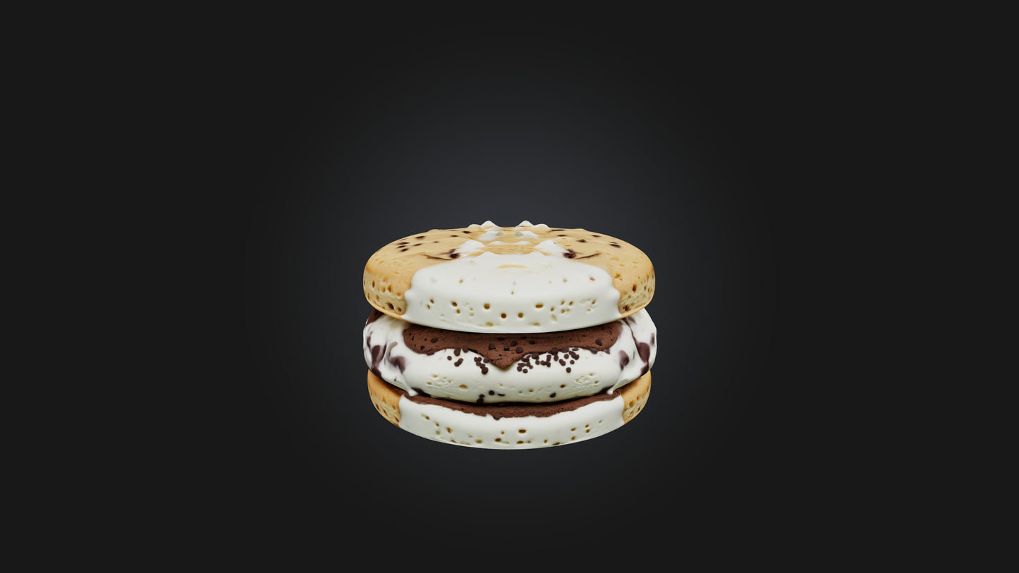 3D model Cartoon Ice Cream Sandwich VR / AR / low-poly