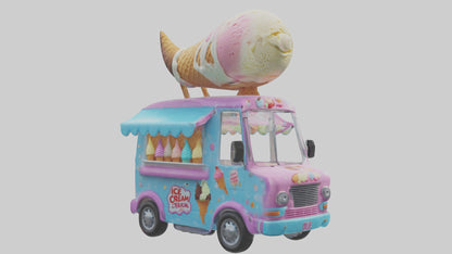 Cartoon Ice Cream Truck model 3D model
