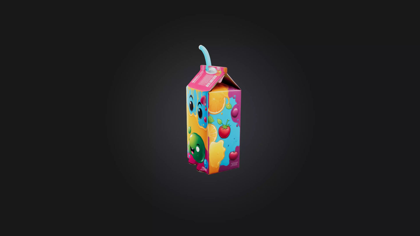Cartoon Juice Box 3D model