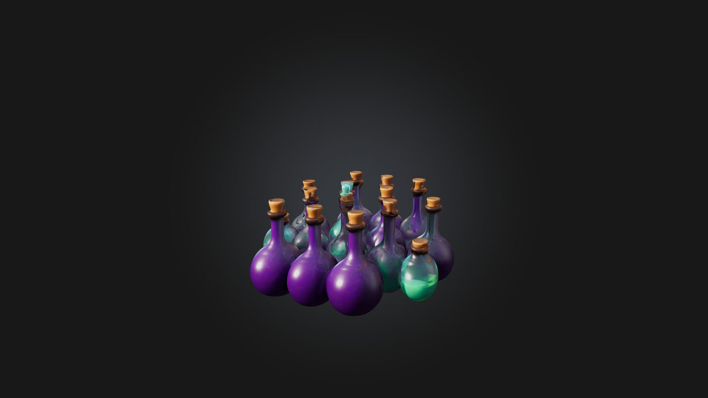 Cartoon Magic Potions 3D model