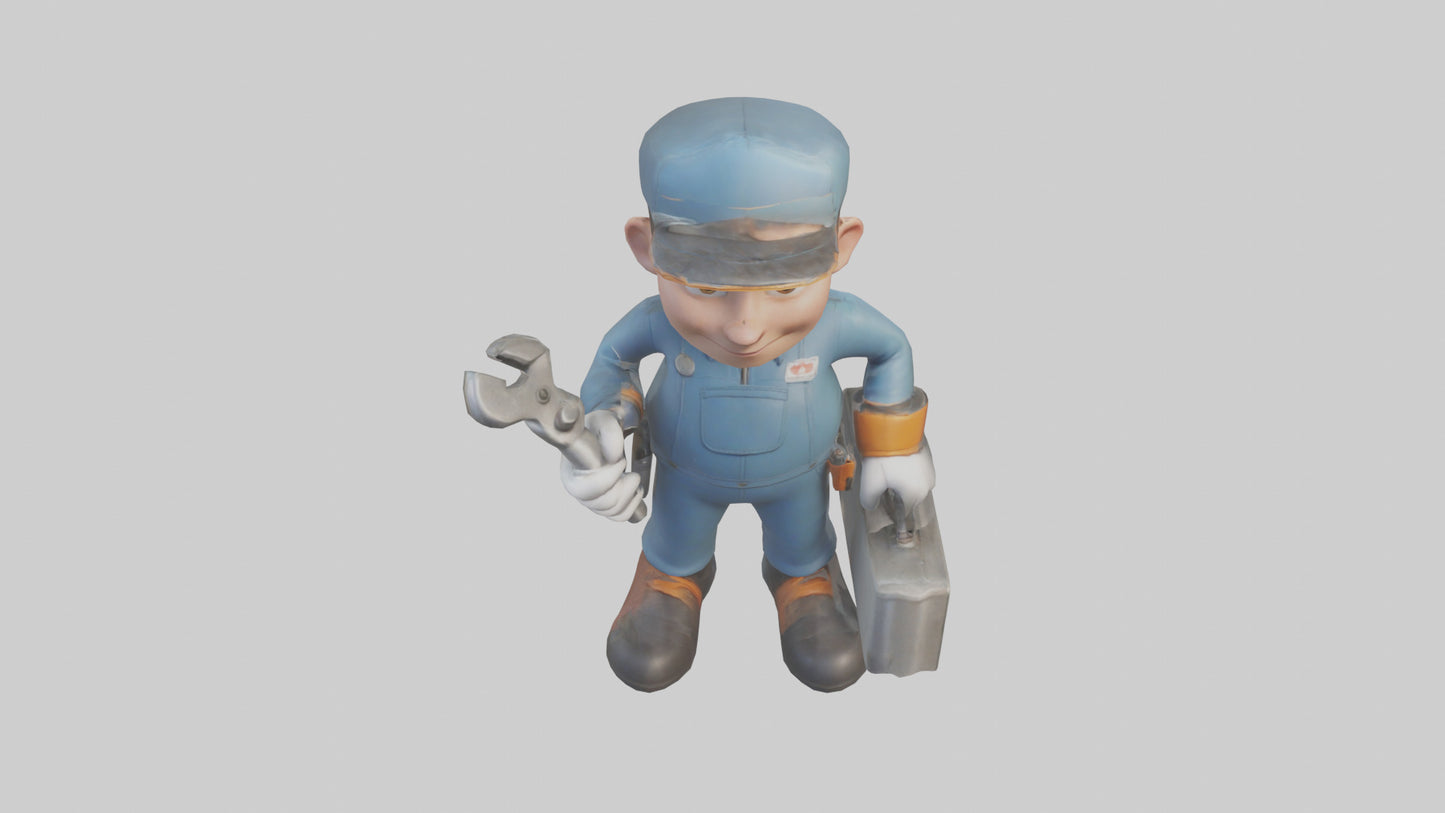 Cartoon Mechanic Assistant model 3D model