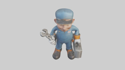 Cartoon Mechanic Assistant model 3D model