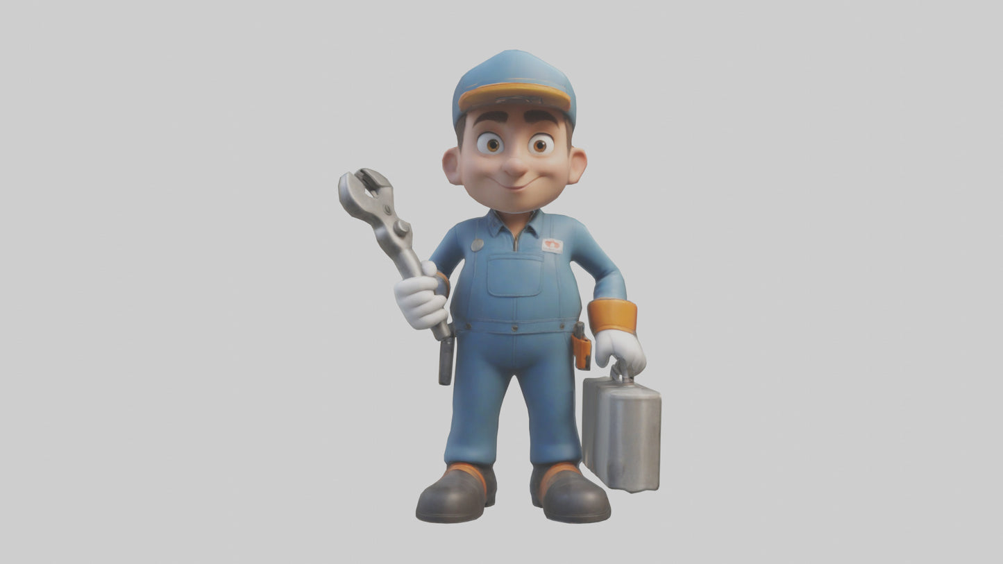 Cartoon Mechanic Assistant model 3D model