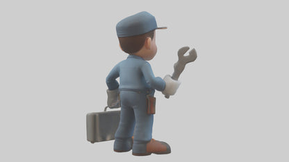 Cartoon Mechanic Assistant model 3D model