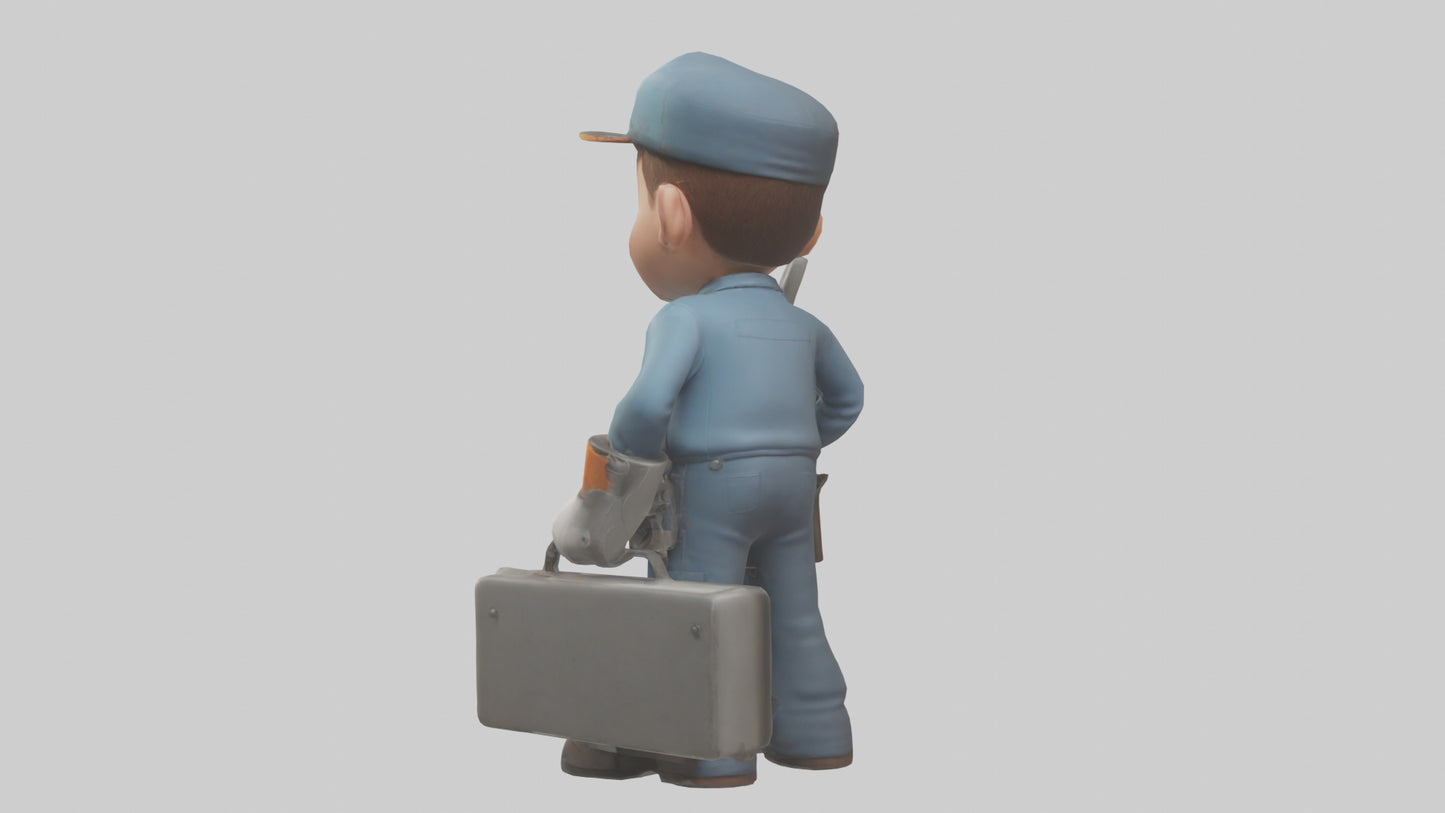 Cartoon Mechanic Assistant model 3D model