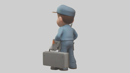 Cartoon Mechanic Assistant model 3D model