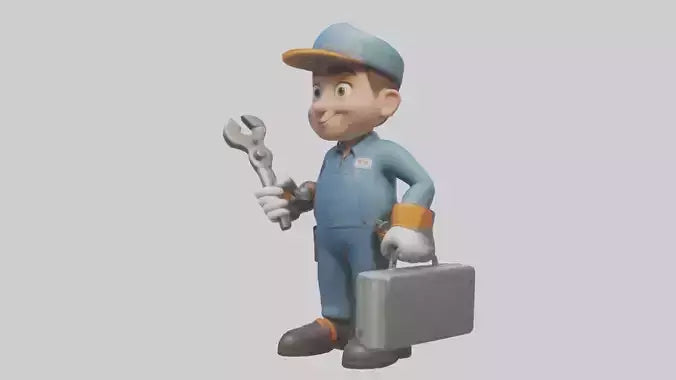 Cartoon Mechanic Assistant model 3D model