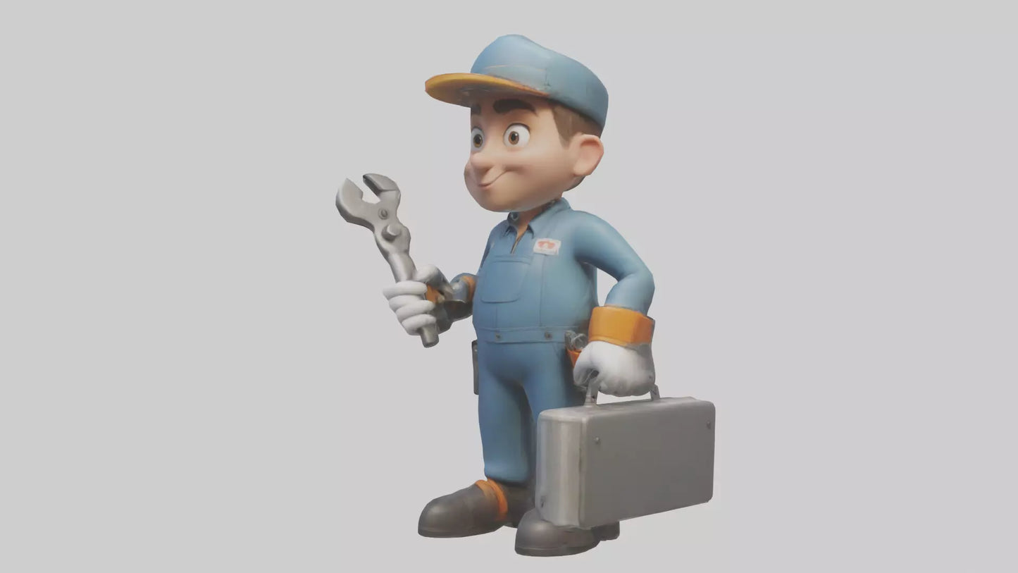 Cartoon Mechanic Assistant model 3D model