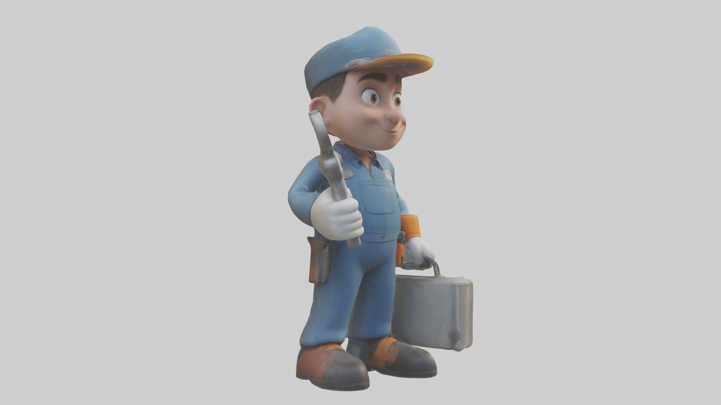 Cartoon Mechanic Assistant model 3D model