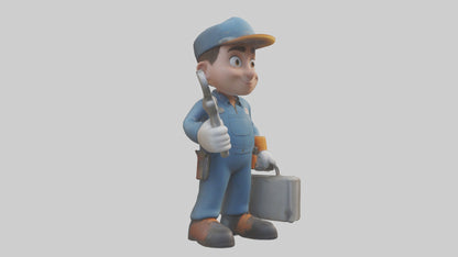 Cartoon Mechanic Assistant model 3D model