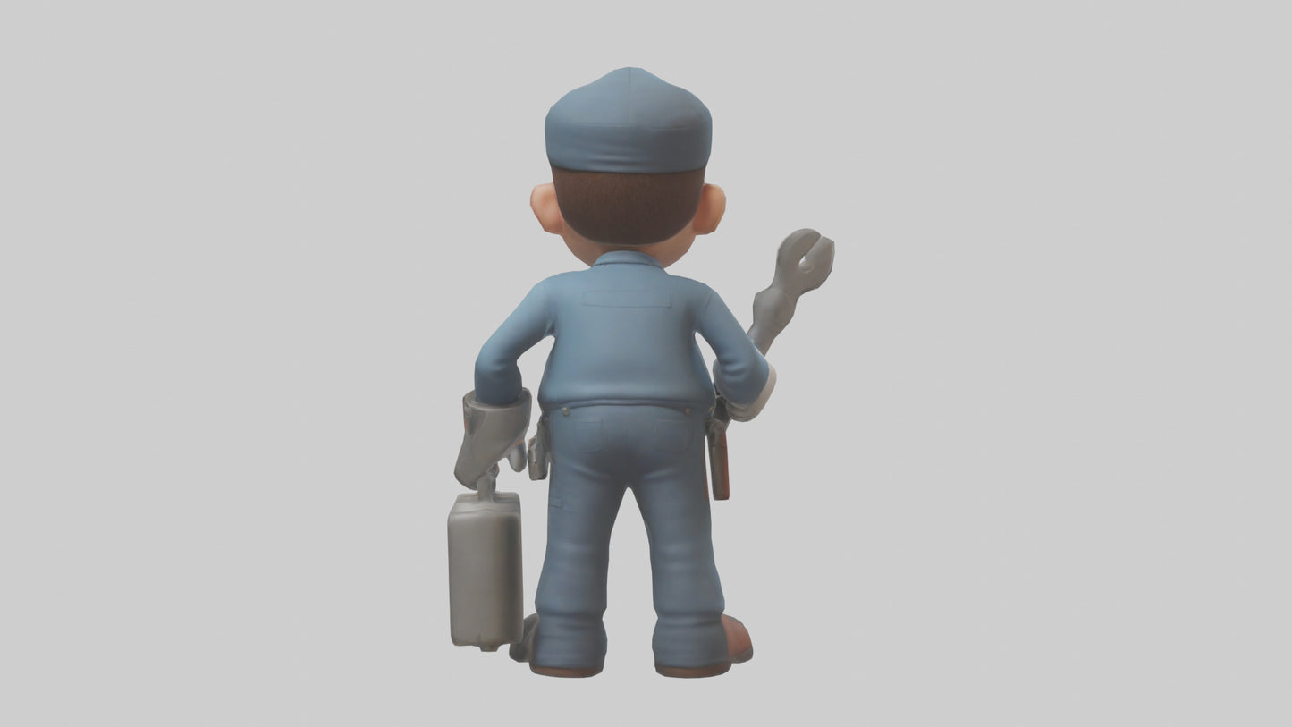 Cartoon Mechanic Assistant model 3D model