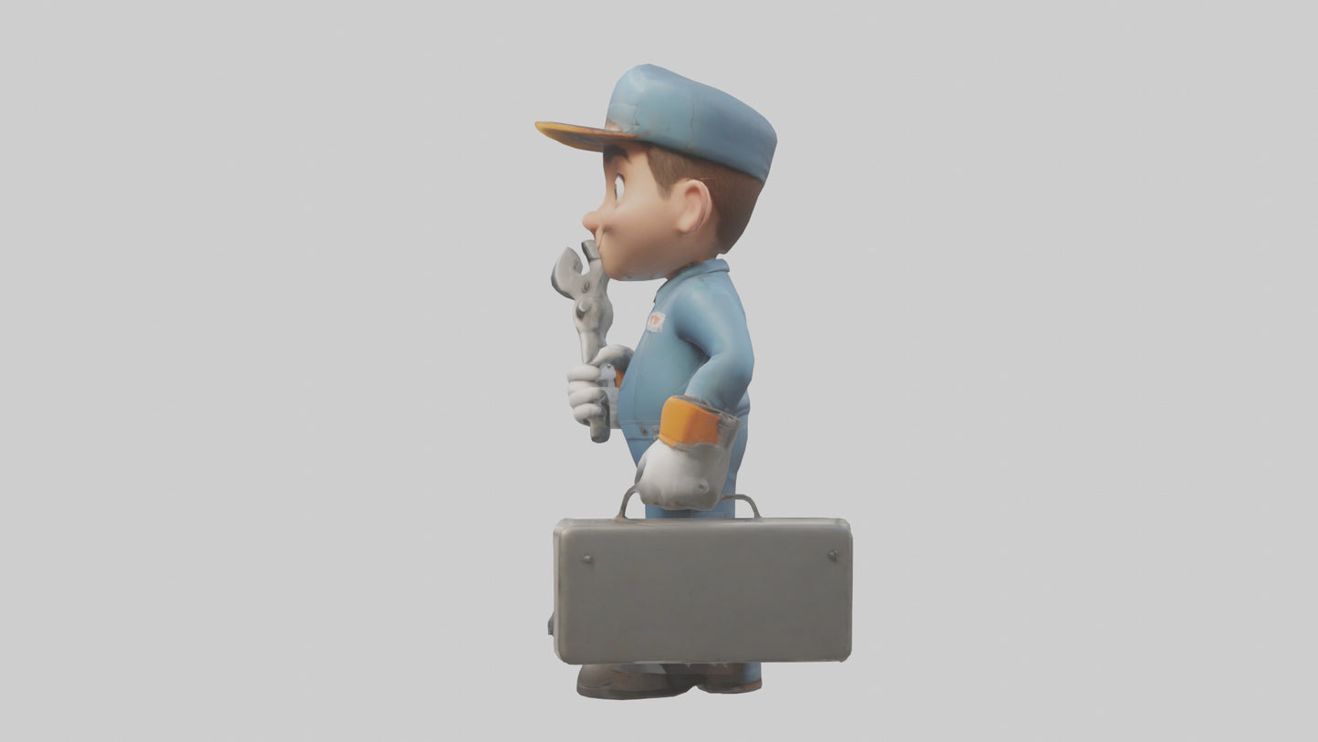 Cartoon Mechanic Assistant model 3D model