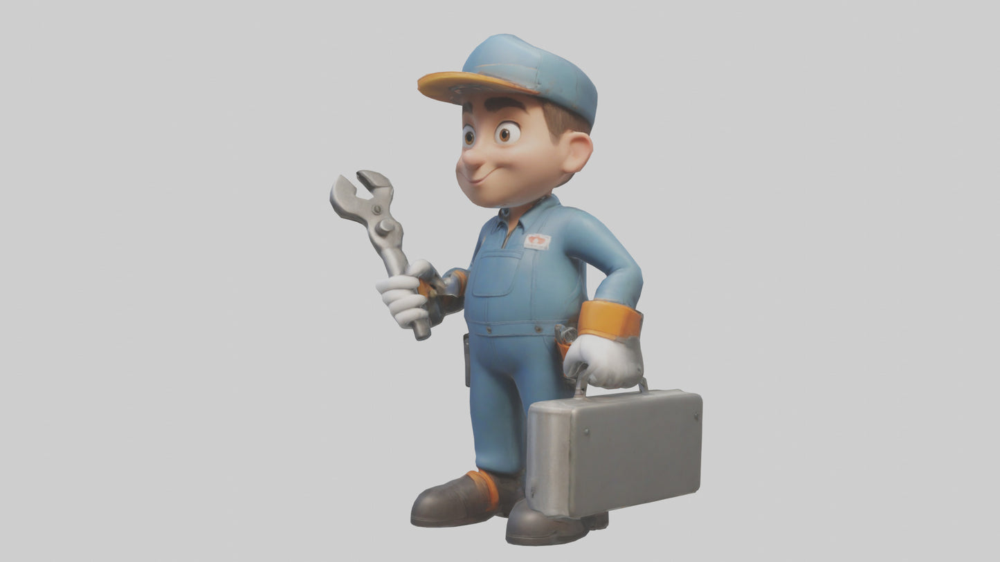 Cartoon Mechanic Assistant model 3D model