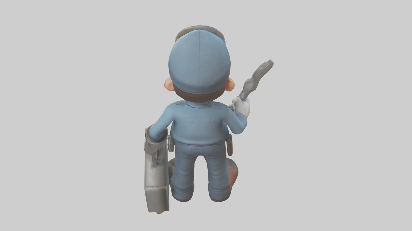 Cartoon Mechanic Assistant model 3D model