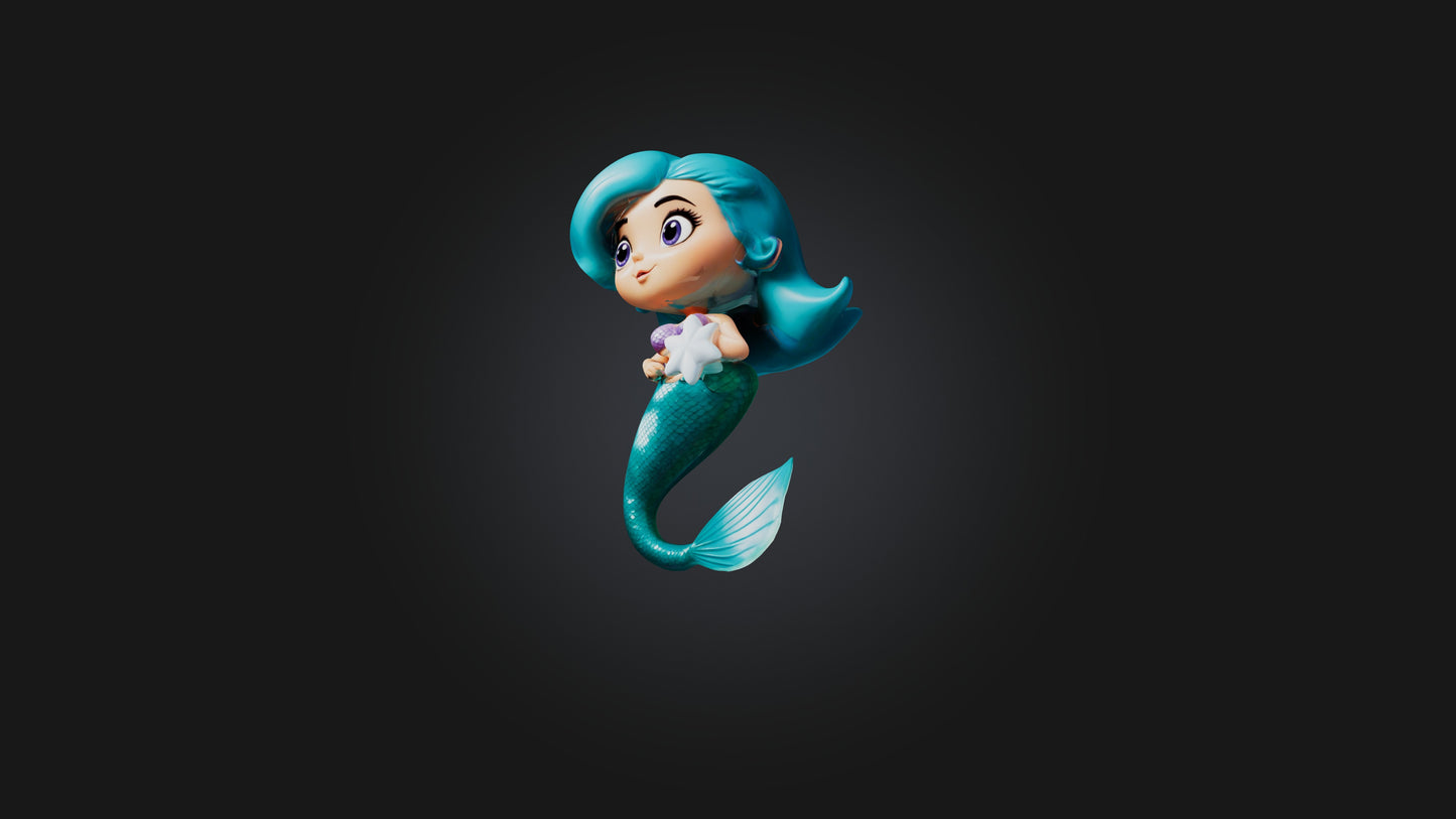 3D model Cartoon Mermaid VR / AR / low-poly