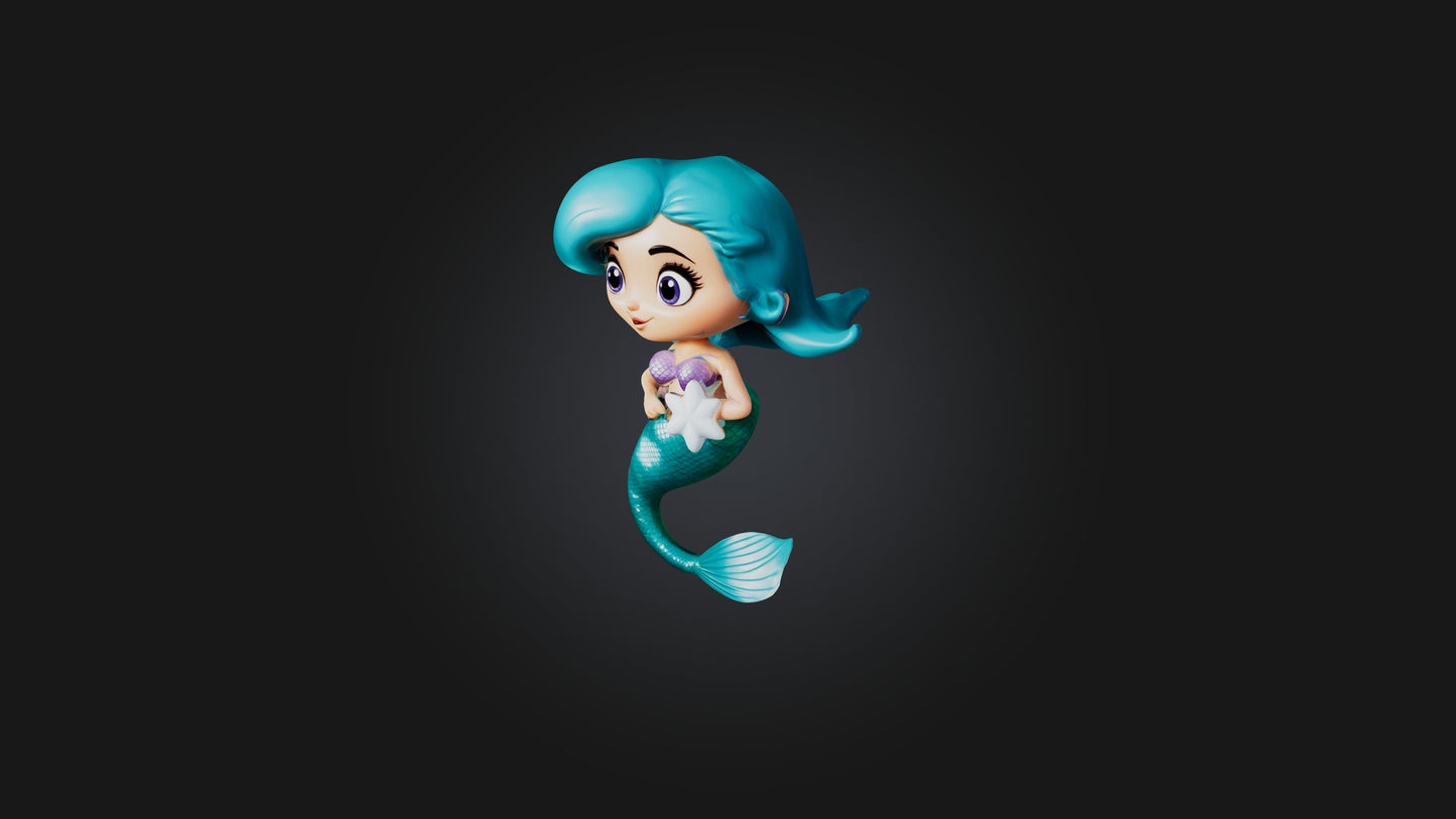 3D model Cartoon Mermaid VR / AR / low-poly