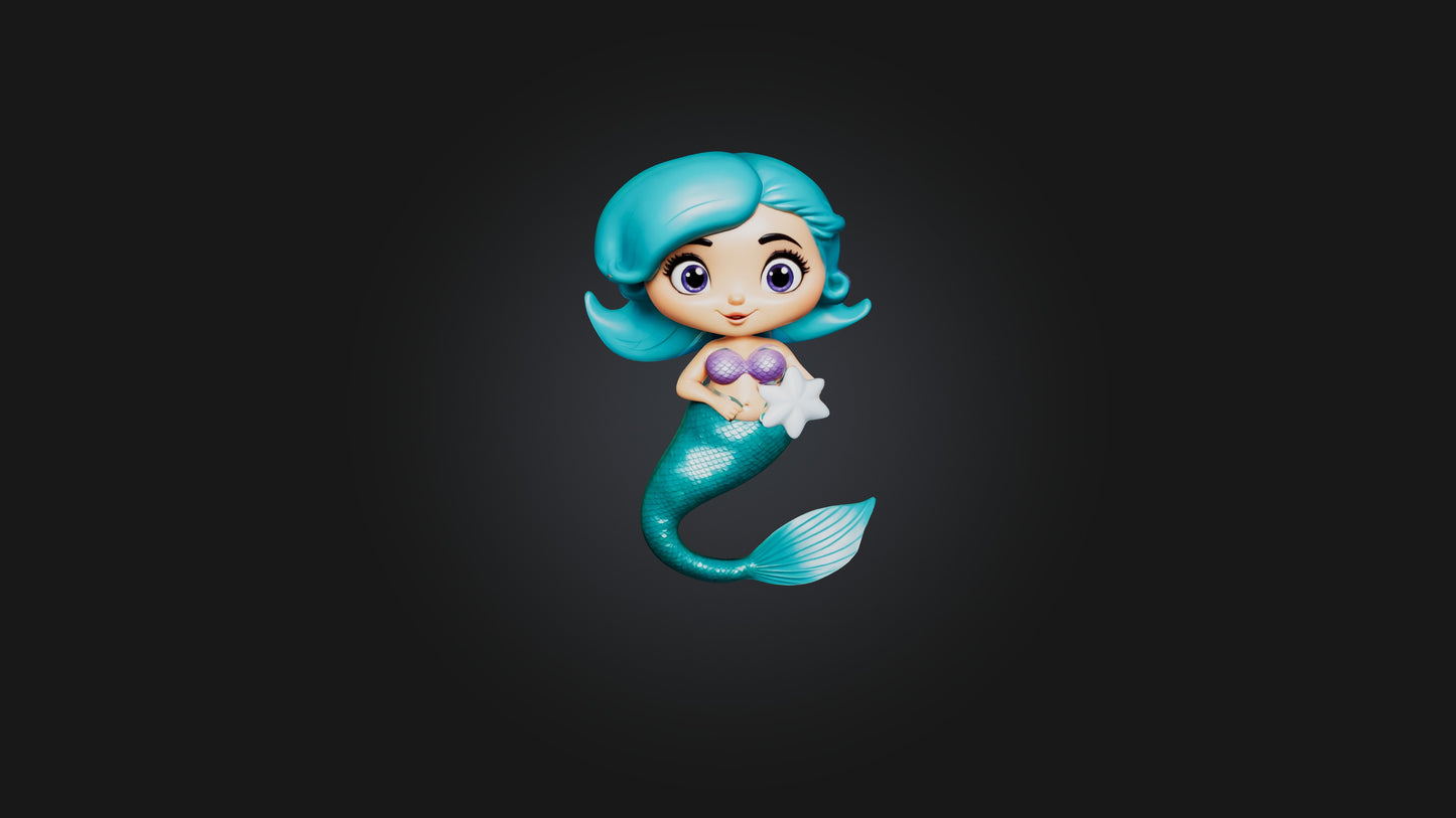 3D model Cartoon Mermaid VR / AR / low-poly