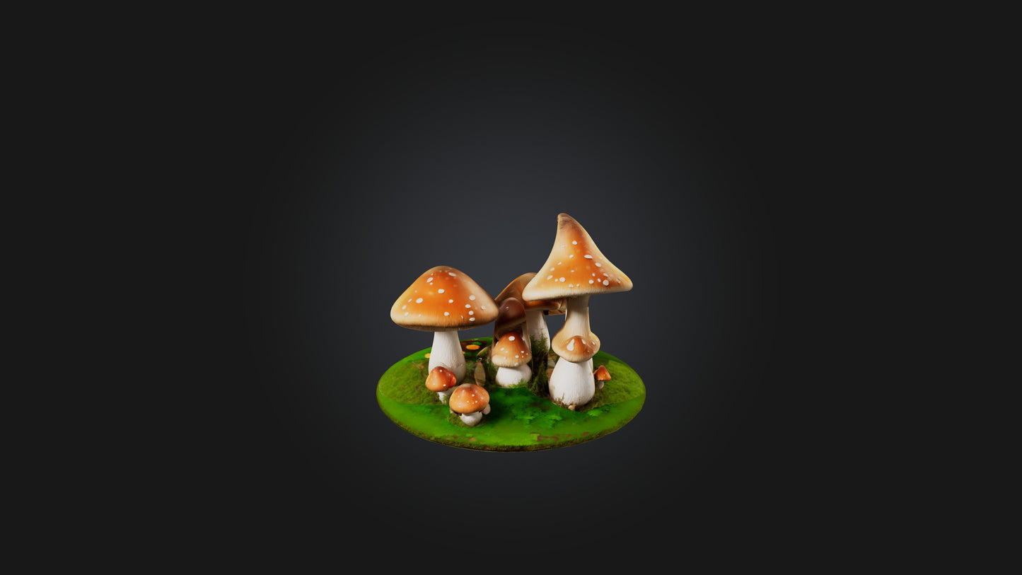 Cartoon Mushrooms 3D model