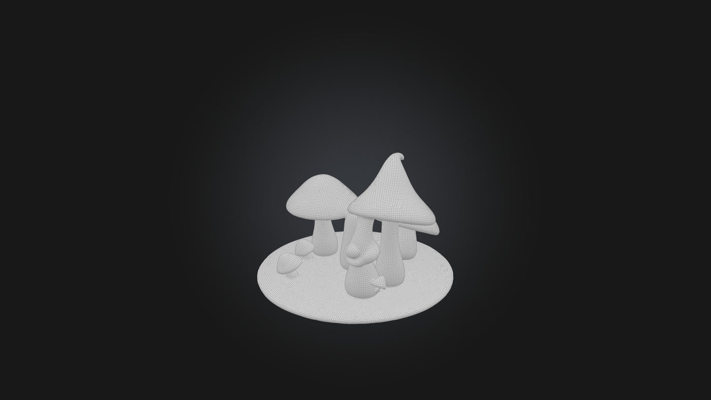Cartoon Mushrooms 3D model