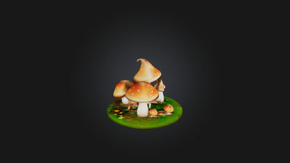 Cartoon Mushrooms 3D model