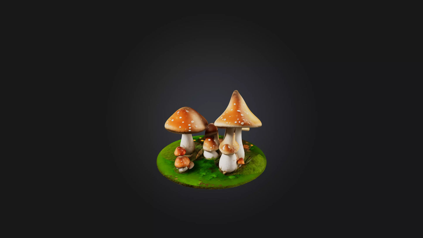 Cartoon Mushrooms 3D model
