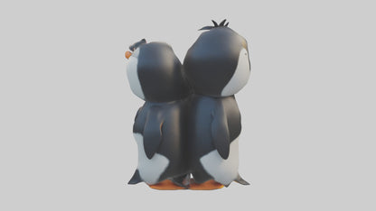 Cartoon Penguin Couple model 3D model
