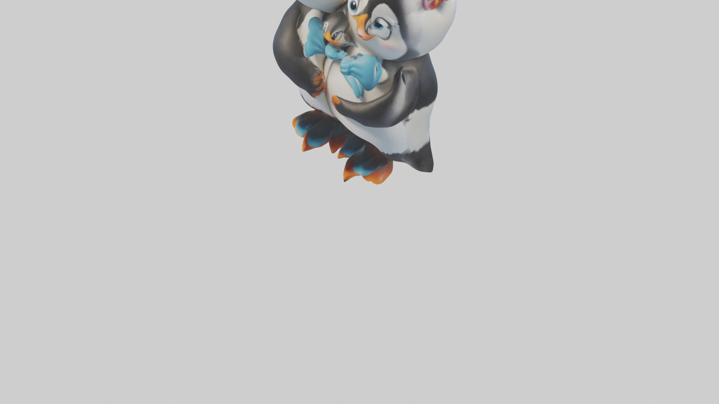 Cartoon Penguin Couple model 3D model