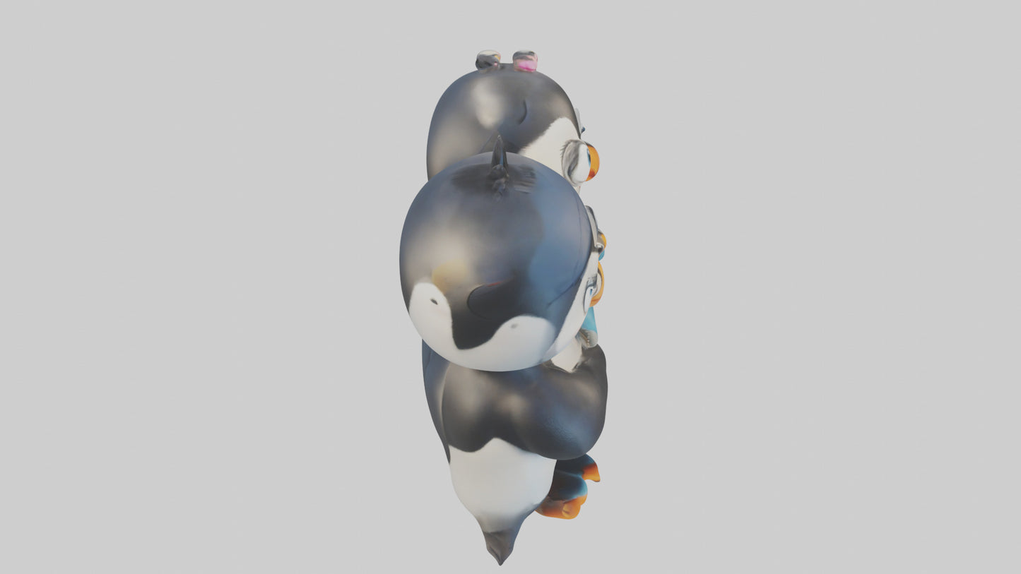 Cartoon Penguin Couple model 3D model