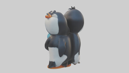 Cartoon Penguin Couple model 3D model