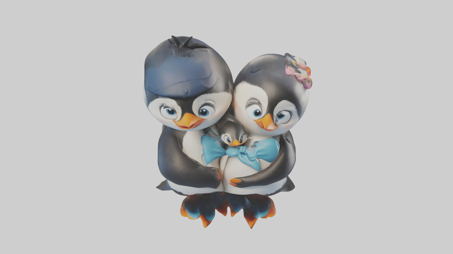 Cartoon Penguin Couple model 3D model