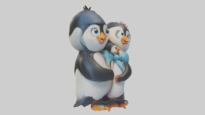 Cartoon Penguin Couple model 3D model