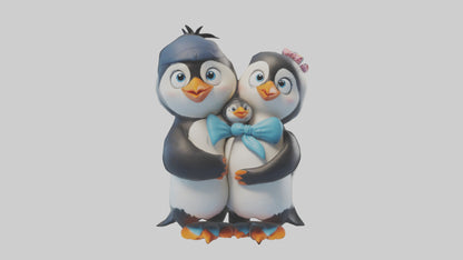 Cartoon Penguin Couple model 3D model