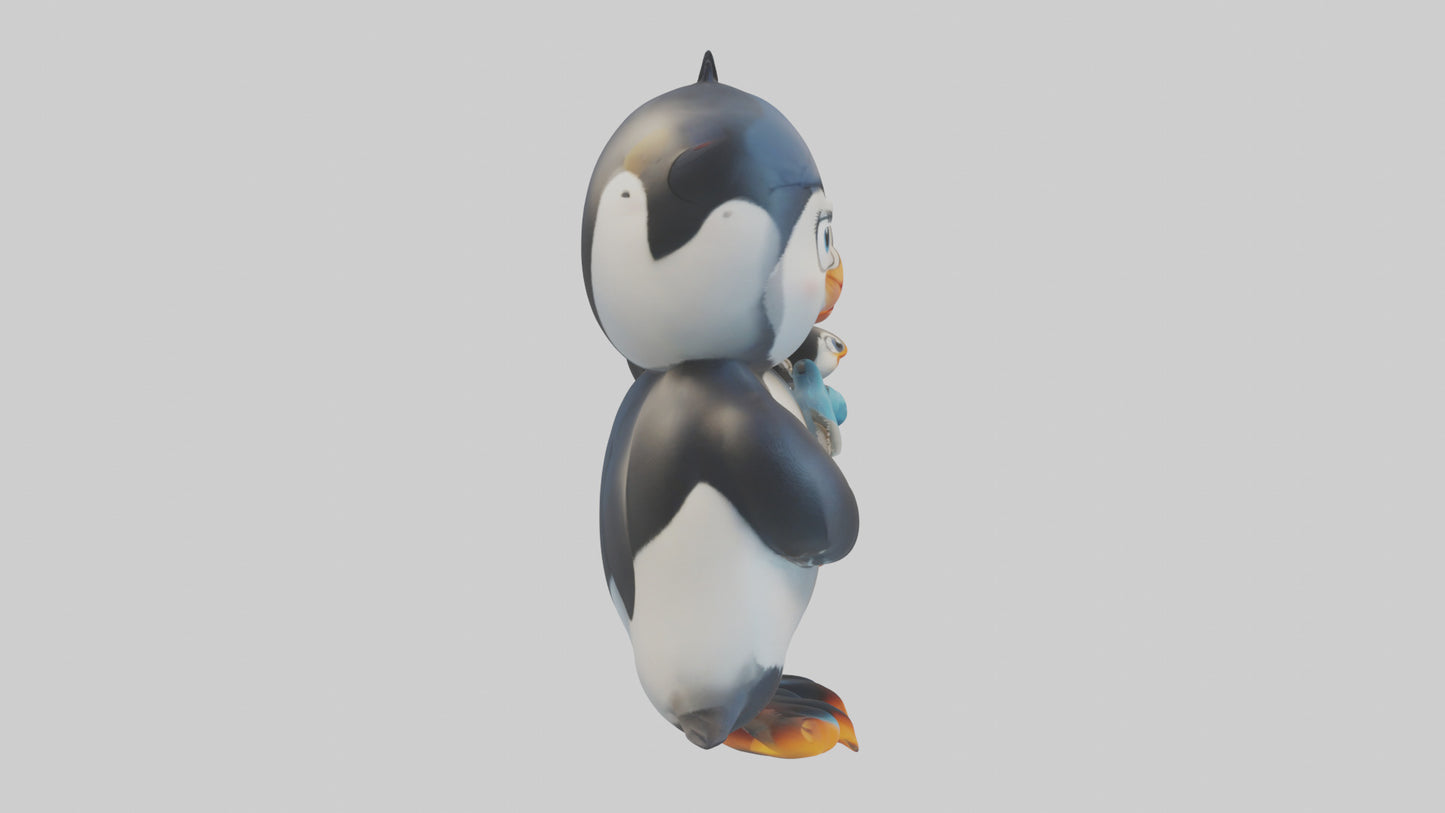 Cartoon Penguin Couple model 3D model