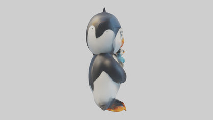 Cartoon Penguin Couple model 3D model