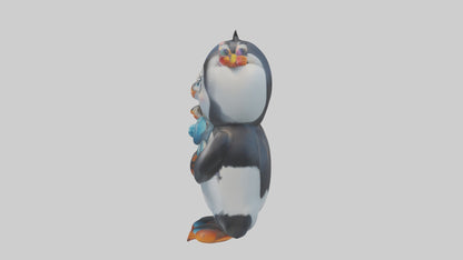 Cartoon Penguin Couple model 3D model