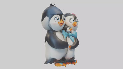 Cartoon Penguin Couple model 3D model