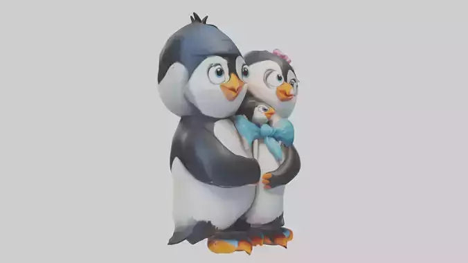 Cartoon Penguin Couple model 3D model