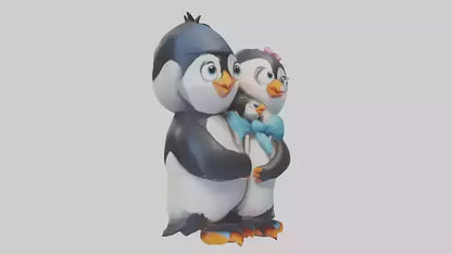 Cartoon Penguin Couple model 3D model